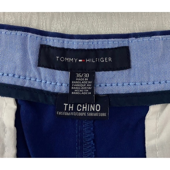 Tommy Hilfiger TH Chino‎ Custom Fit Pants Mens 36x30 Blue Cotton Flat Front - Picture 4 of 9